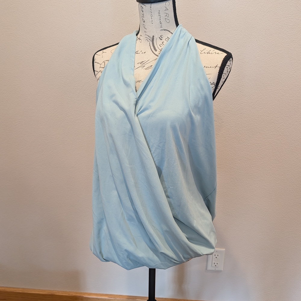 Zenana Outfitters Pale Blue Draped Halter Camisole